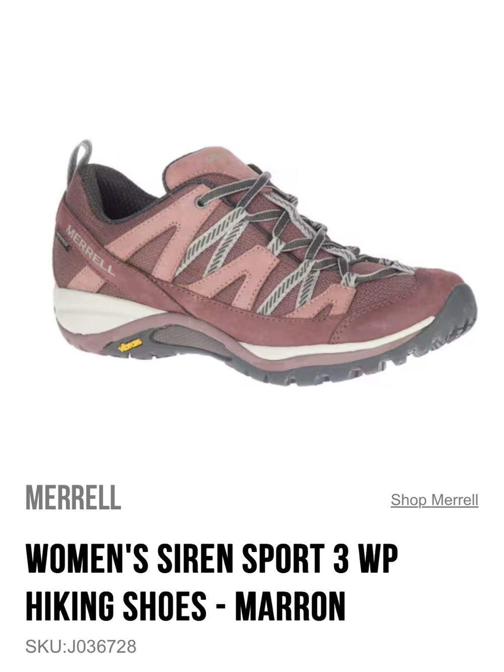 Merrell Womens Siren Sport 3 Marron/Rouge Brown Hiking Outdoor Shoes Sz 7.5 LKNW